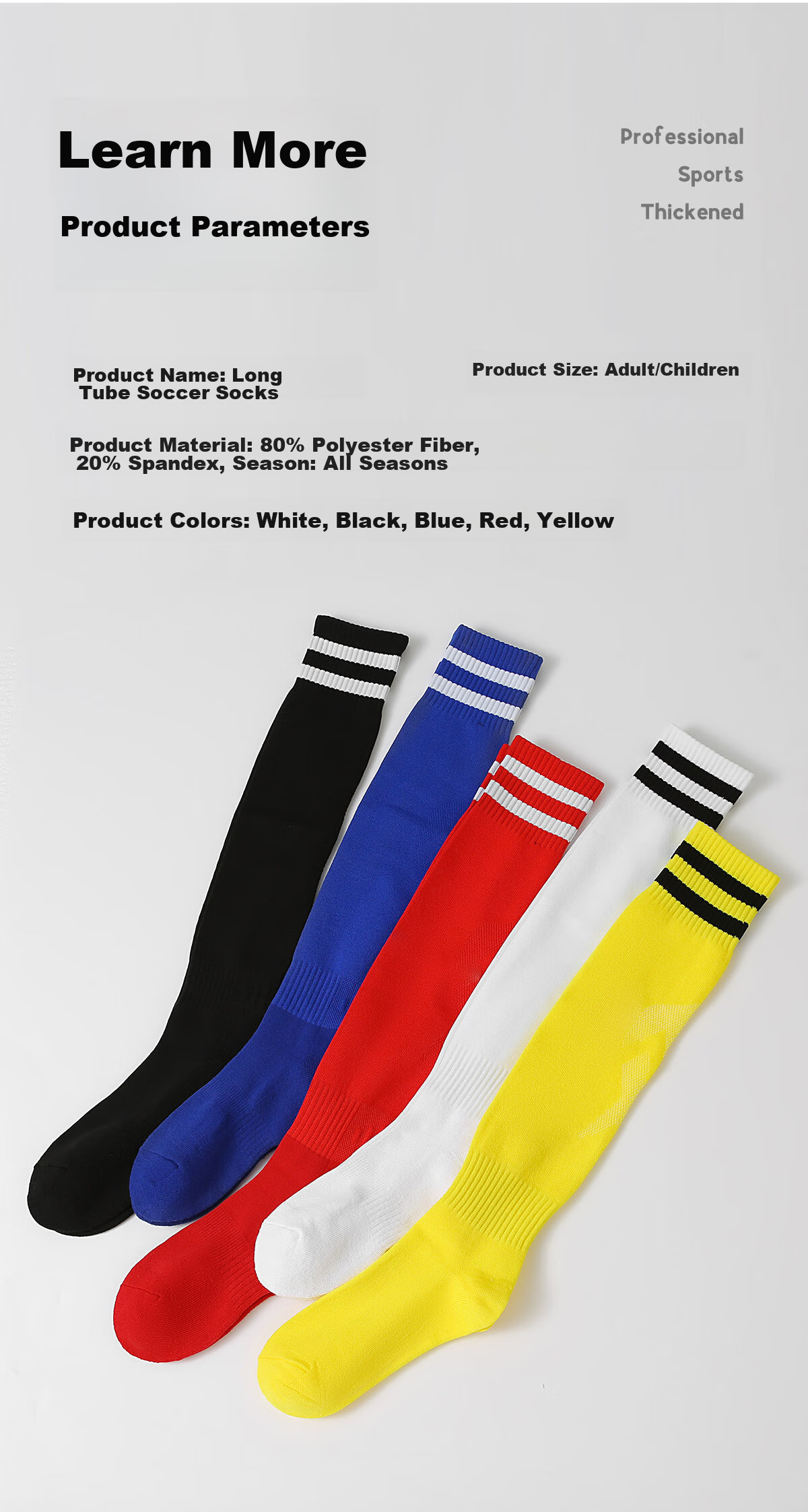 CASPIAN WOLF Soccer Socks, Long Over-Knee Socks for Men And Women, Non-Slip Children's Soccer Socks, Training Socks 17