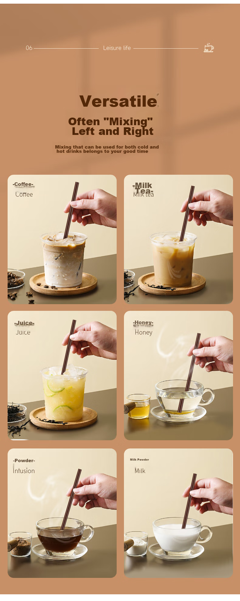 Baicaoyuan Disposable Coffee Stirrers, 18cm Coffee And Hot Drink Plastic Straws, Food-Grade, 200 Pieces Individually Wrapped 14