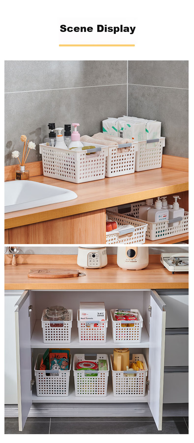 Youjialiangpin Hollow Storage Basket, Desktop Organizer Box, Cabinet Clutter Storage Basket, Bathroom Hollow Basket, Storage Container, Shallow Large Size 10