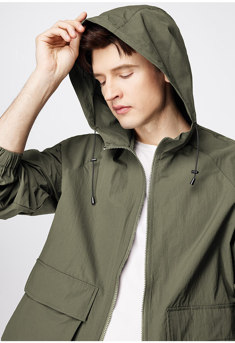 FIRS Lightweight Breathable Sun Protection Jacket for Men Smooth Stiff Outdoor Skin Jacket Hooded Casual Coat 8