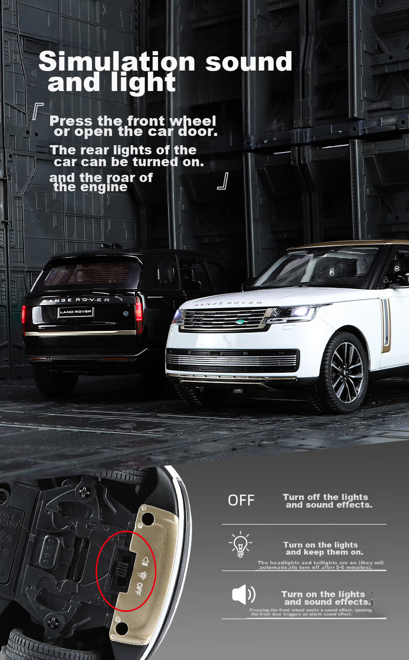 Heimanba 1:24 New Land Rover Range Rover SV White Car Model Children's Toy Alloy Car Model Collectible Display Piece Gift 7