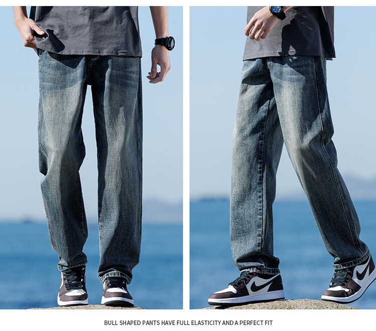 JEEP High-End Men's Jeans, New Spring/summer 2026 Style, Loose Wide-Leg Pants, Casual Straight-Leg Trousers for Me 9