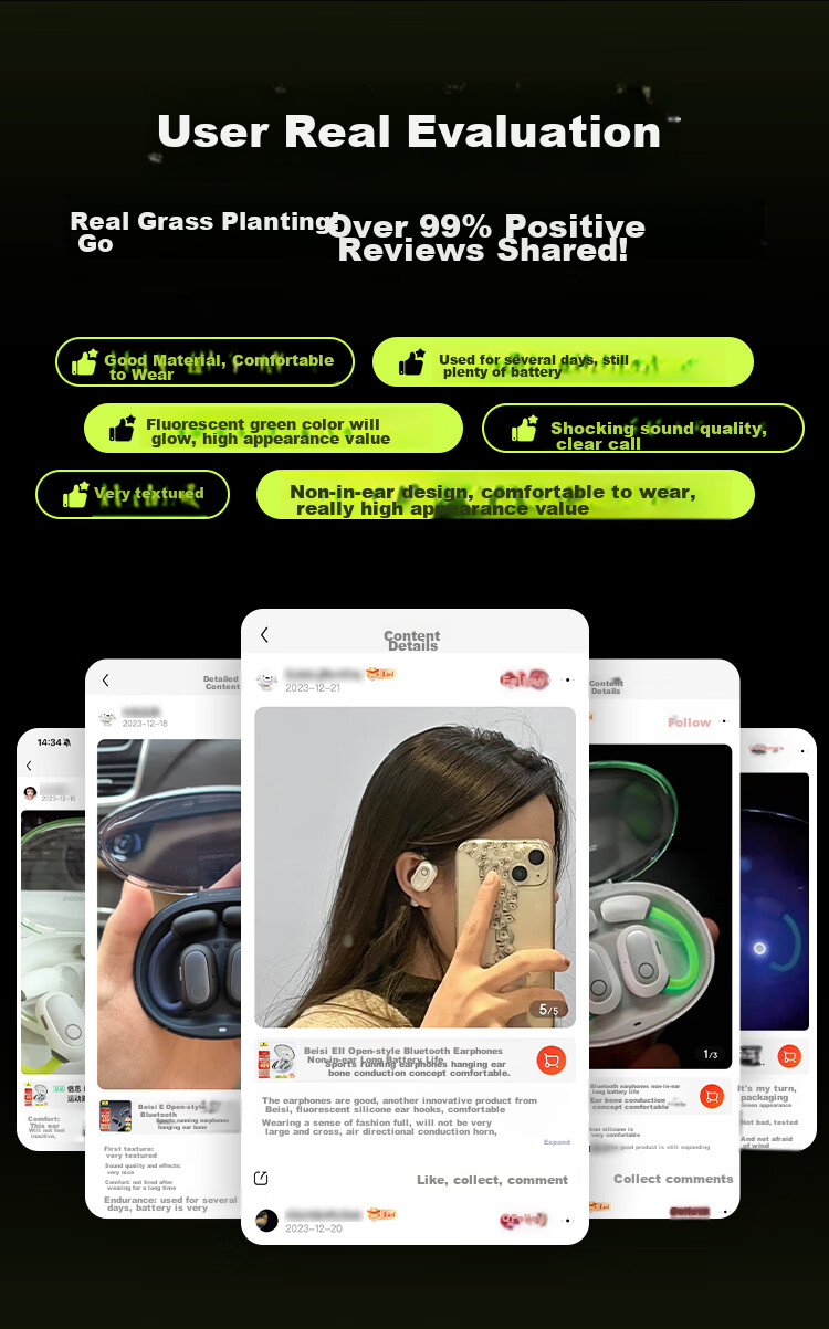 BASEUS Eli Open-Ear Bluetooth Headphones, Over-Ear Style, Not In-Ear, Sports Running Call Noise Reduction High-End Wireless Earphones Compatible with Huawei Xiaomi, Gree 2