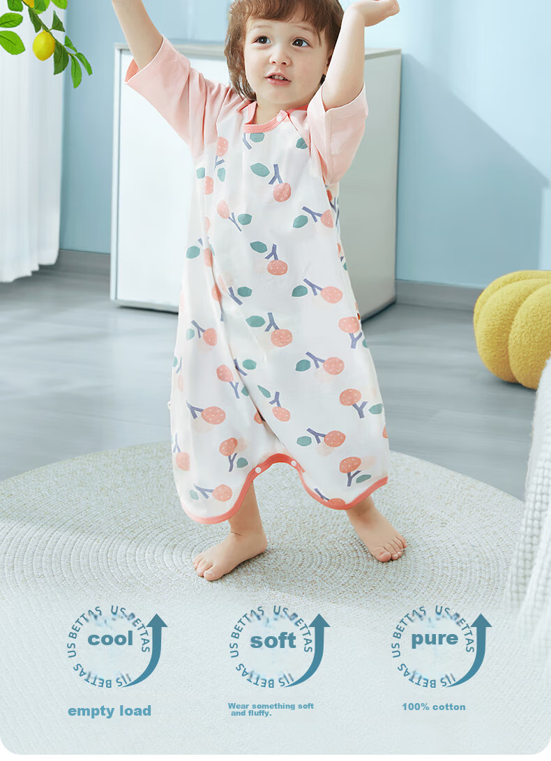 Beitaisi Baby Sleeping Bag, Summer Thin Style, Children's Cotton Nightgown, Home Air Conditioning Anti-Kick Blanket, Integrated Pajamas, Bella, Size 73 4