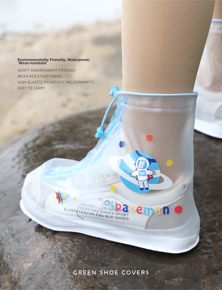 Xinqin Children's Rain Shoe Covers, Waterproof Boots for Boys And Girls, Student Rain Protection Foot Covers, Astronaut Style, XXL, Size 35-36 11
