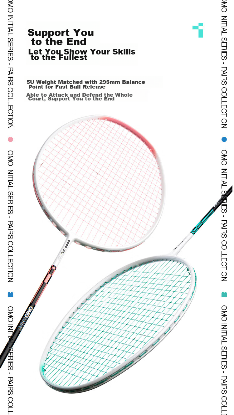 Dooot Full Carbon Ultra-Light 5u Offensive Badminton Racket, Single Racket, OMO Style Chop, Beginner to Advanced Racket 5