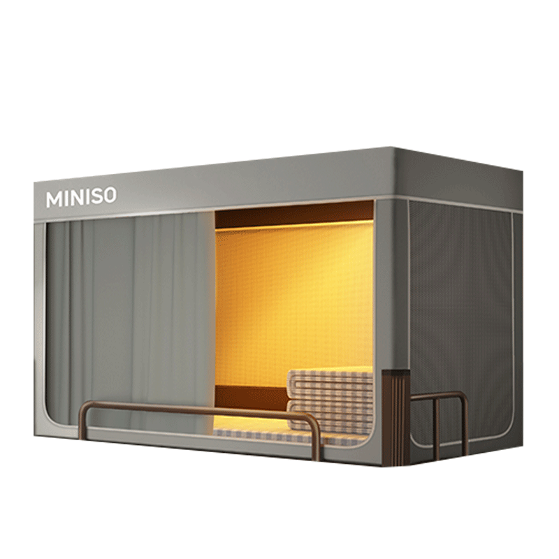 MINISO Dormitory Mosquito Net for Bunk Beds, College Student Blackout Bed Curtain, No-Installation Spliced Frame, Single Person 0.9-Meter Bed Bunk