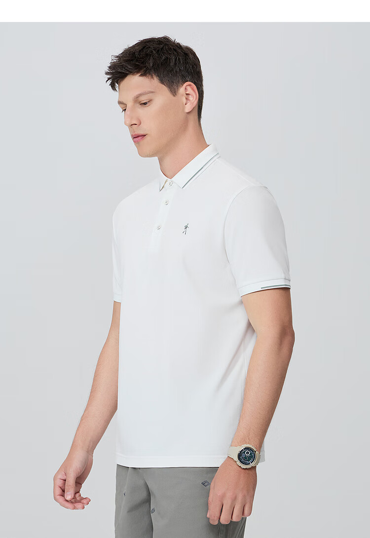 DANCING WOLVES [Mulberry Silk Antibacterial] Short-Sleeve T-Shirt for Men, Summer Contrasting Colors Versatile Cool Breathable Business Polo Shirt for Me 5