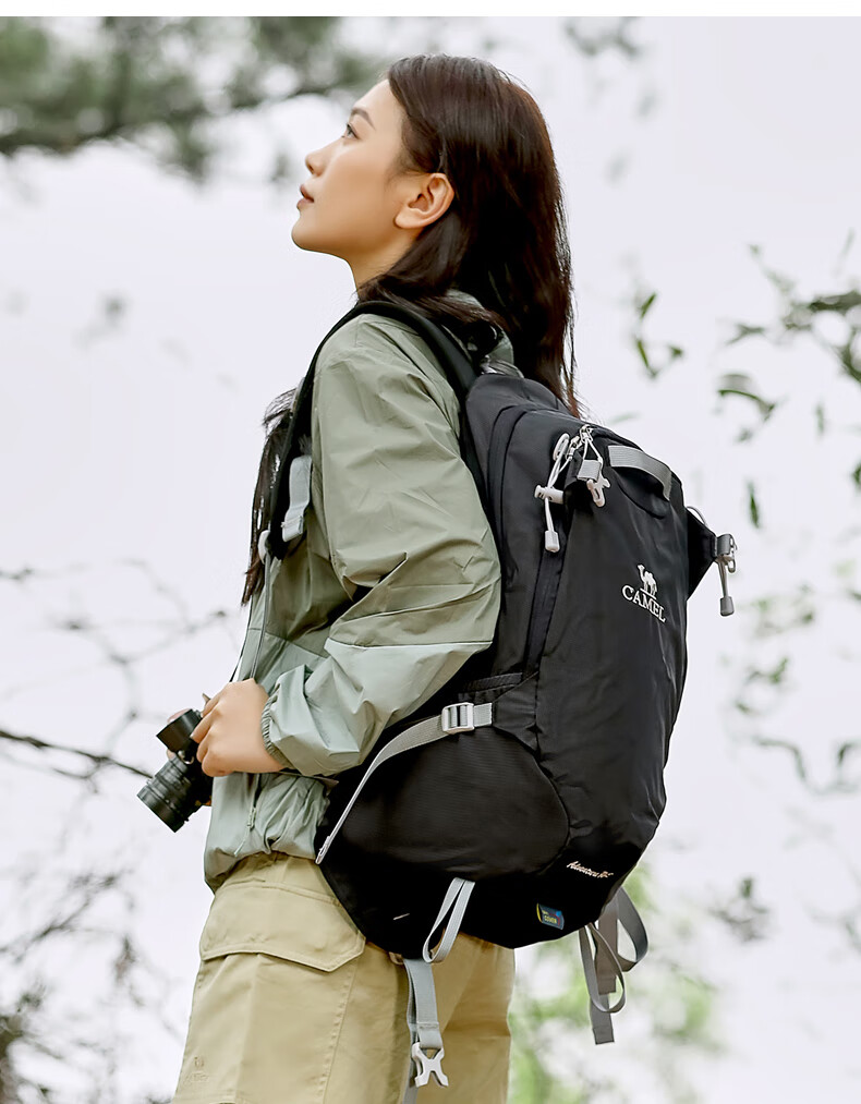 CAMEL Dawn Outdoor Lightweight Hiking Backpack Sports Camping Casual Travel Mountaineering Bag 1S32267148B Black 9
