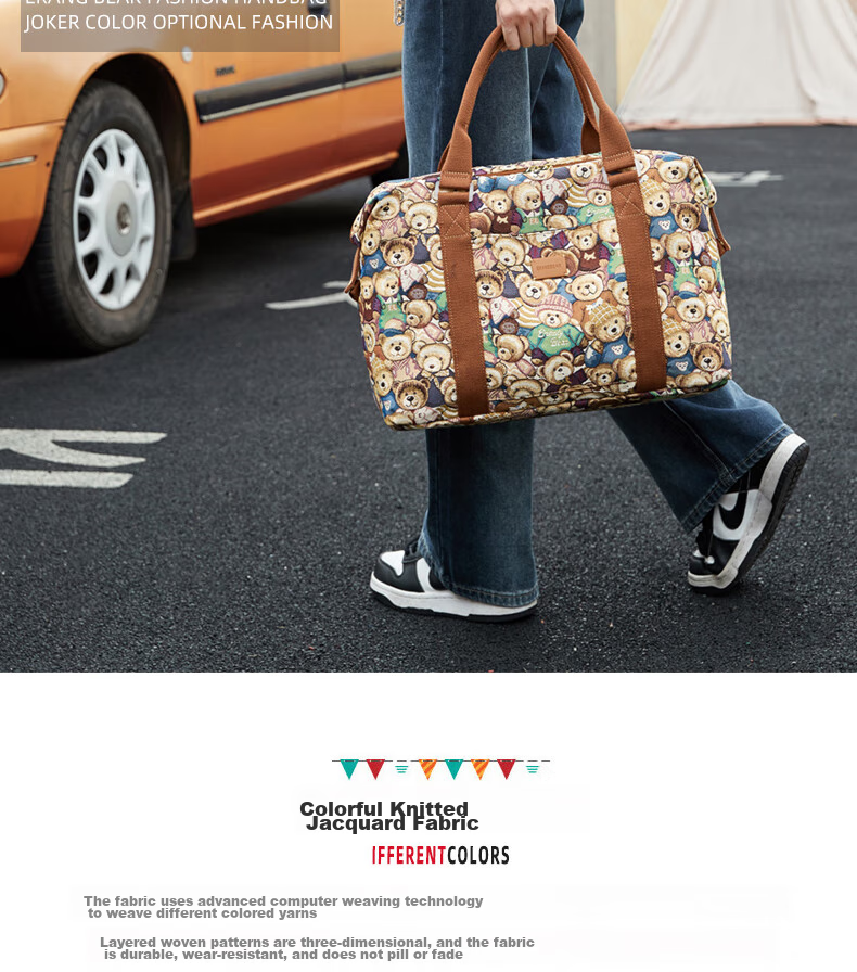 Xiaoxiongyilian Travel Bag, Original Niche Design, Shoulder Crossbody Handheld Large Capacity, Casual Canvas Fashion Trolley Functional Bag for Wome 4
