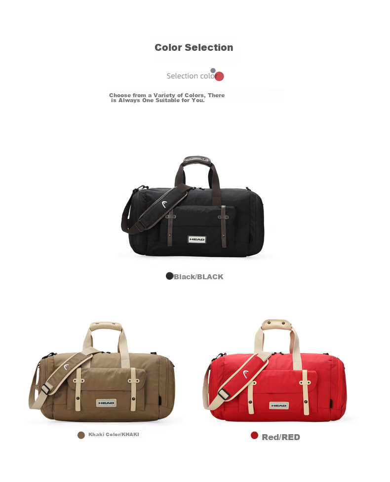 HEAD Travel Bag, Large Capacity Business Short-Trip Luggage Bag, Handheld Water-Resistant Gym Bag for Wome 9