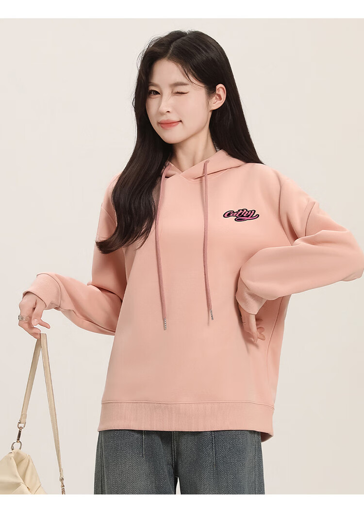 Yipintiancheng Spring 2025 New Women's Hooded Sweatshirt, Loose Casual Pullover Long-Sleeve Letter Print Top for Wome 15