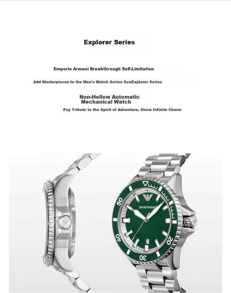 EMPORIO ARMANI, Zeng Shunxi's Same Style, Water Ghost Series Men's Mechanical Watch, Birthday Gift for Boyfriend, AR60080 2