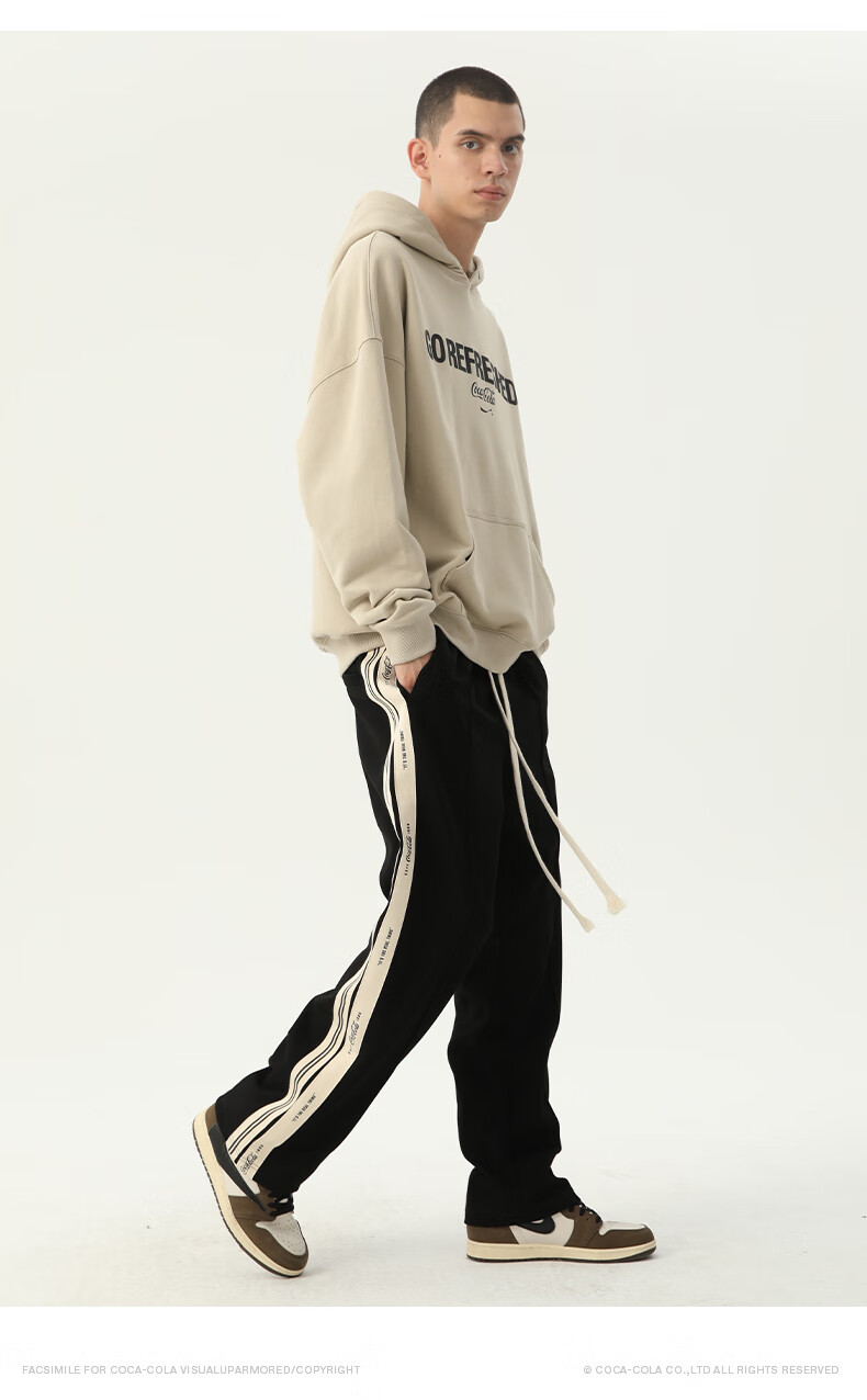 Coca-Cola Casual Pants for Men, Spring And Summer American-Style Trousers, Sports Pants, Straight-Leg Pants, Sweatpants, Black Regular, S (90-110 Jin) 9