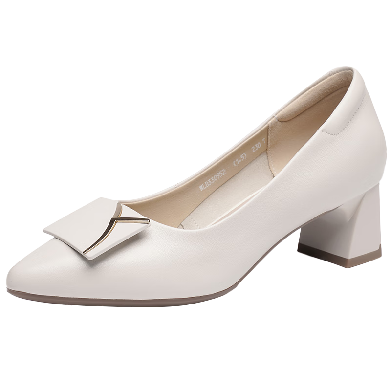 RED DRAGONFLY Fashionable Commuter High Heels, Women's Wedding Pumps, Elegant Chunky Heel, Comfortable Women's Shoes WLB33095 Beige 37