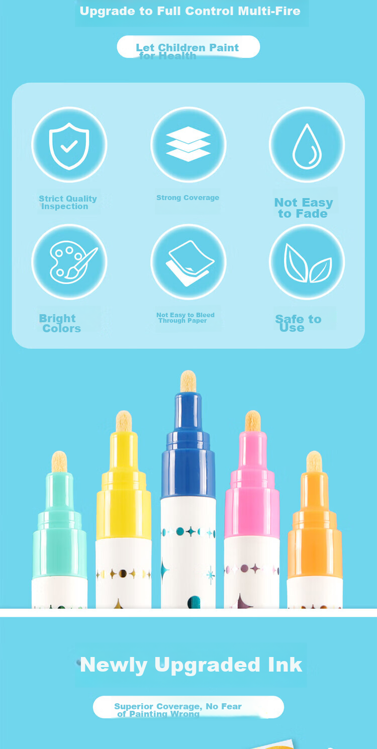 M&G 12-Color Acrylic Markers, Round Barrel, High-Density Fiber Tip, Push-Out Ink, Children's Doodle Pens, Single Box APMT8017 Watercolor Pens for Art Educatio 2