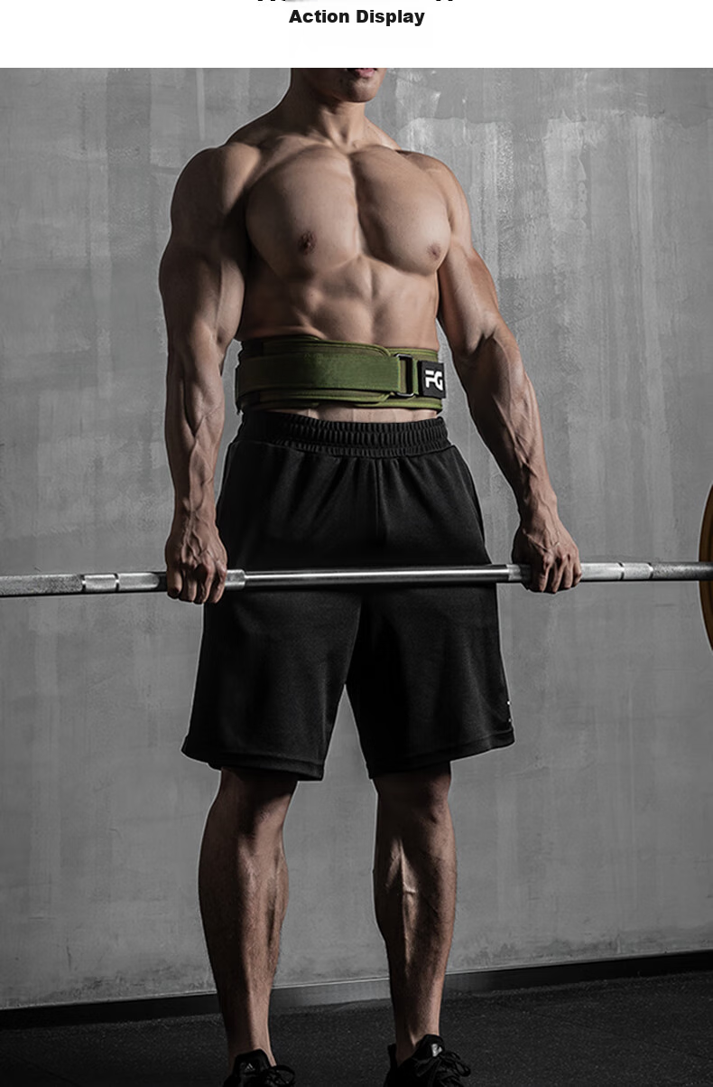 FITTER GEAR Fitness Waist Belt for Men, Deadlift Squat Strength Training Weightlifting Support Belt, Army Green Size S 5