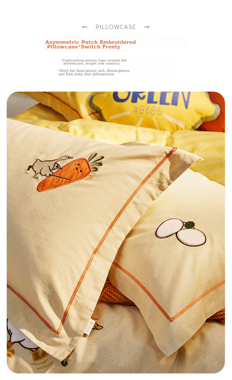 Luolaikids Four-Piece Set, Maternal And Infant Class A Pure Cotton Thickened Brushed Duvet Cover Bed Sheet Pillowcase Pure Cotton Quilt Cover, 200*230 15