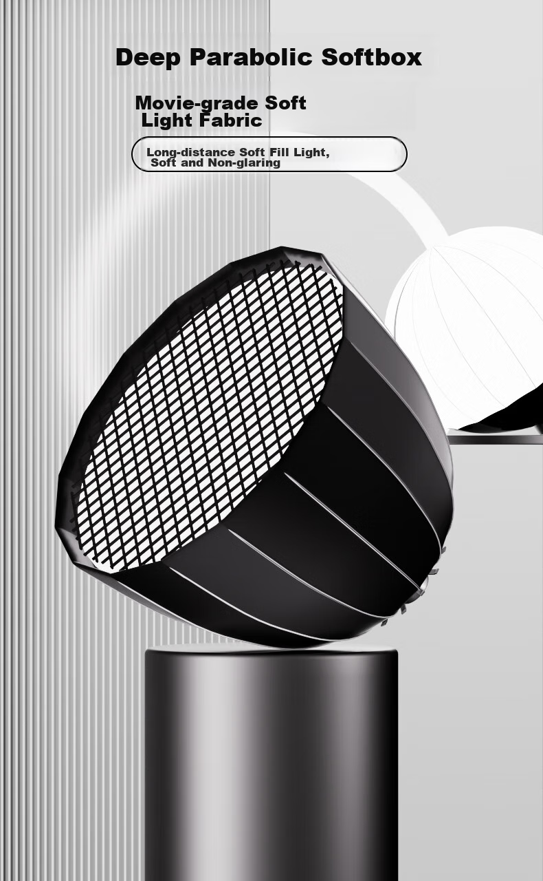 LATZZ Deep Throw Softbox, Portable Professional Photography Studio Light, Live Streaming Fill Light Accessory, Deep Parabolic Softbox, 90cm (With Grid) 1