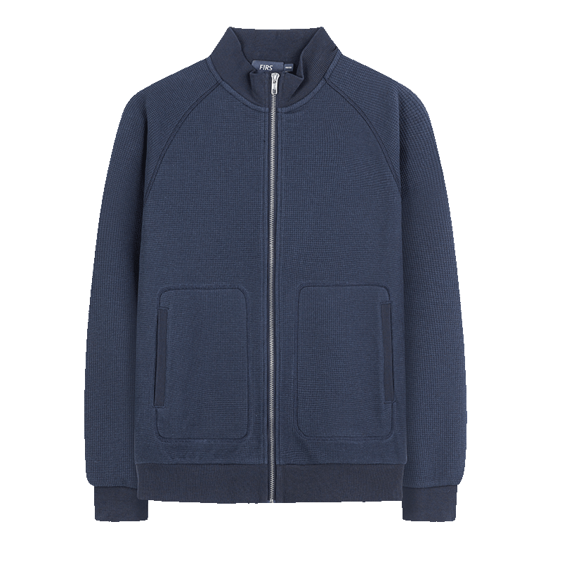 FIRS Waffle Texture Jacket for Men, Thickened Stand Collar Business Commute Skin-Friendly Soft Coat for Spring And Autum