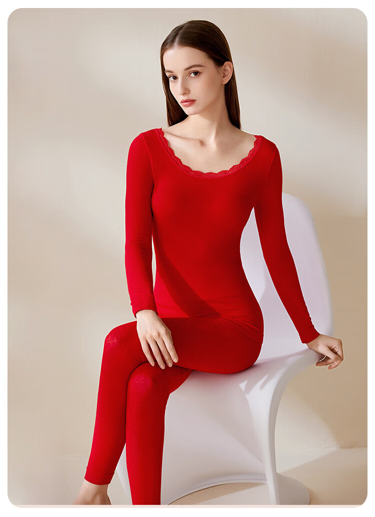 LangSha Women's Thermal Underwear Set: Seamless Cotton Autumn Top And Pants, High-Elastic Slim-Fit Base Layer, Women's Thermal Undergarments 21