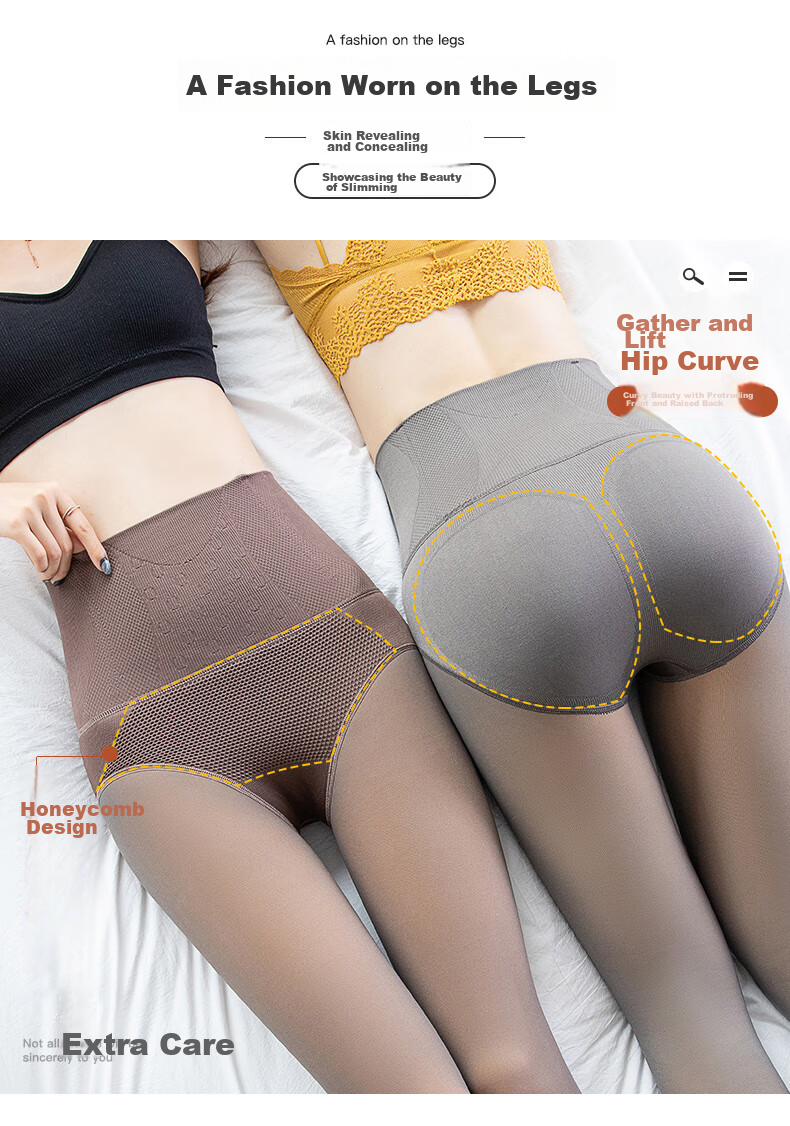 LangSha Women's Leggings for Autumn And Winter, Fleece-Lined, Skin-Transparent, High-Waisted, Slimming, Fake-Translucent, Tummy Control And Butt-Lifting Leggings Socks 4