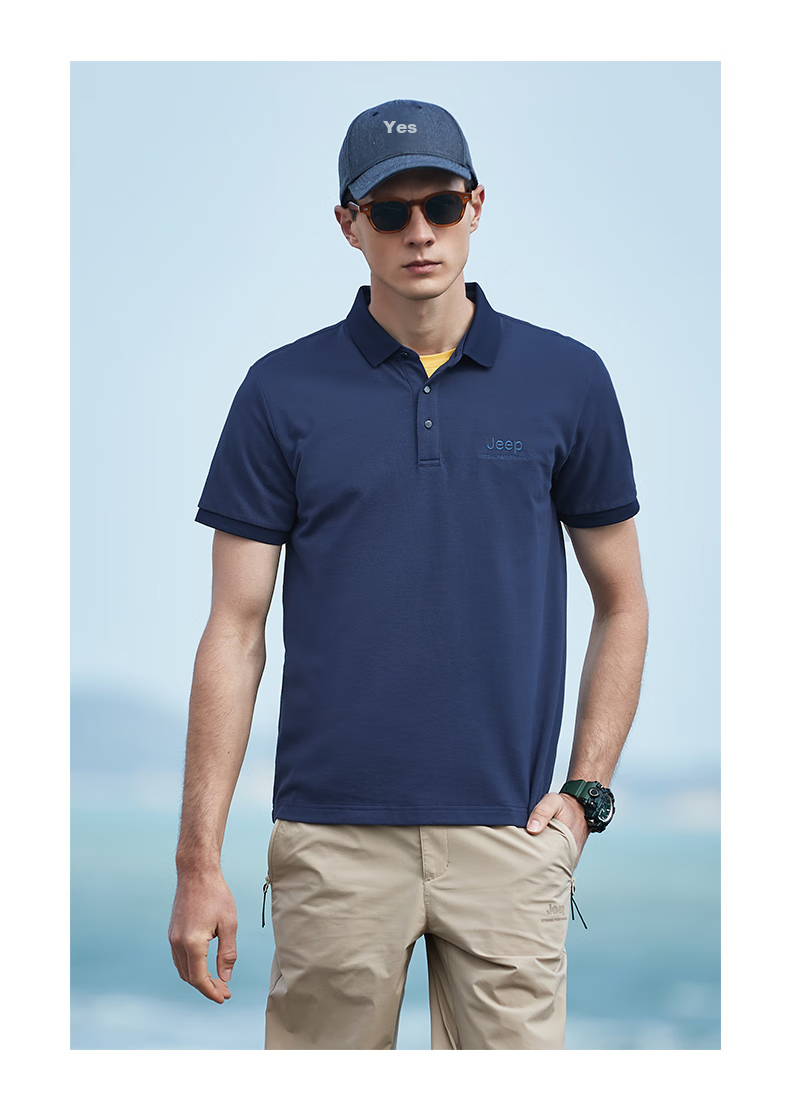 JEEP Men's Short Sleeve Polo Shirt Outdoor Sports Ice Cooling Quick-Dry Business Casual Fitness T-Shirt 31