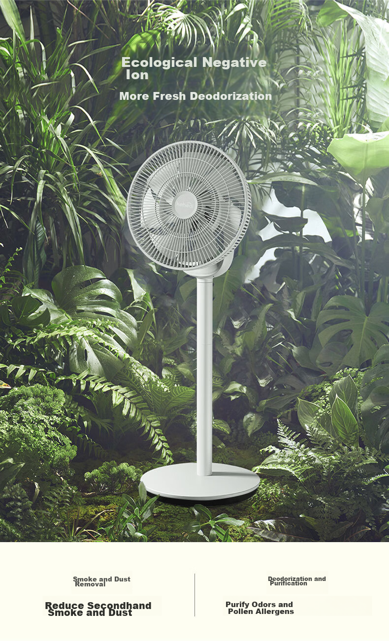 KEHEAL Household Electric Fan Air Circulator, Office Floor-Standing Desktop Dual-Use Low Noise DC Inverter Remote Control Negative Ion R6 3