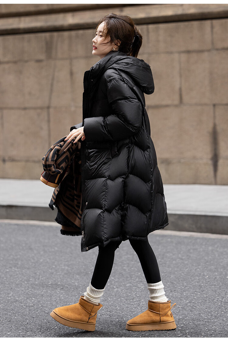 Dme [Hide in Sunroom], Winter 15D Ultra-Thin 90% Duck Down Hooded Long down Coat for Wome 3