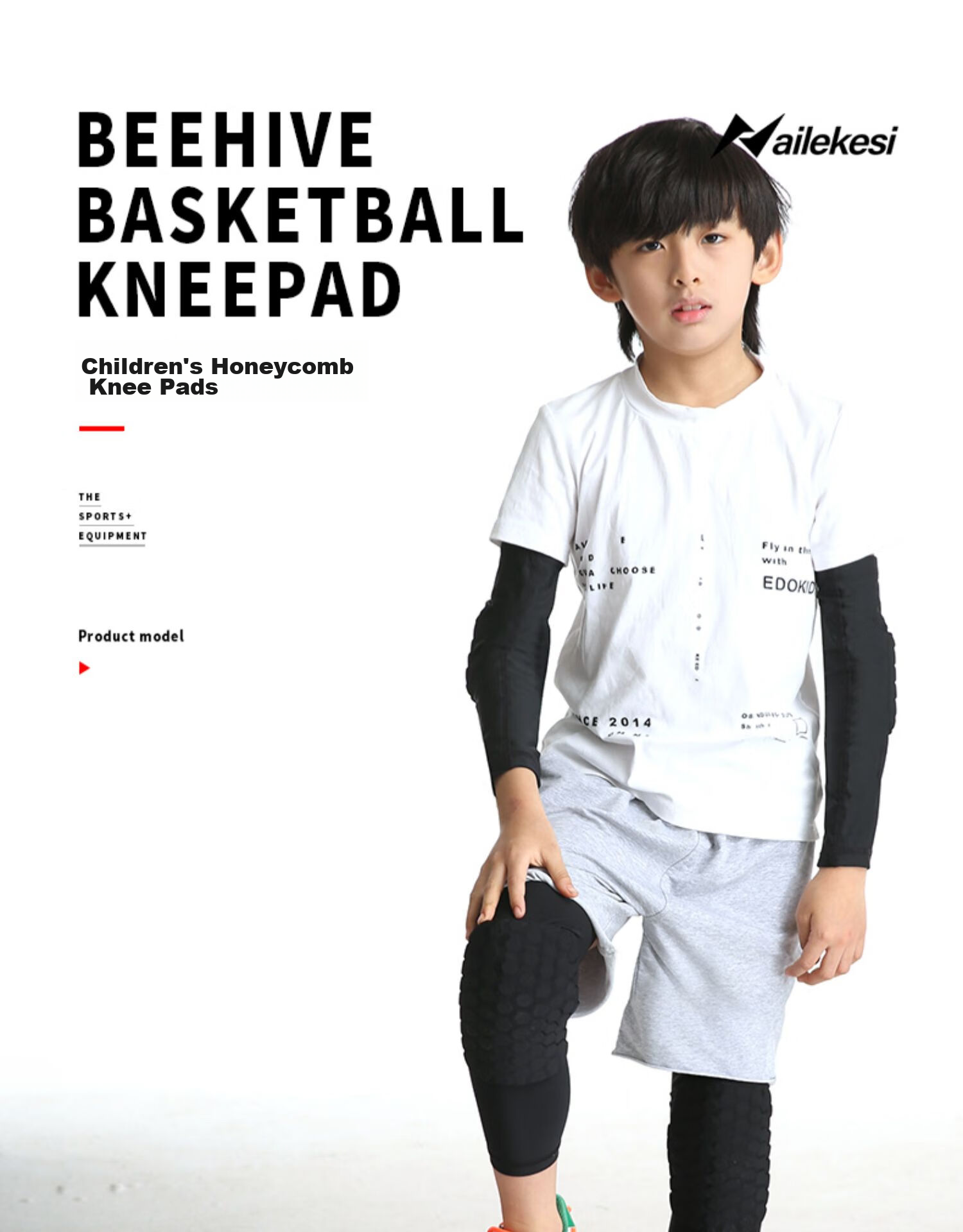 Gingpai Sport Children's Knee And Elbow Pads Set for Boys, Anti-Fall Protective Gear for Cycling, Basketball, Skateboarding, Soccer, Sports, Summer Thin Style, Black, Size L 1