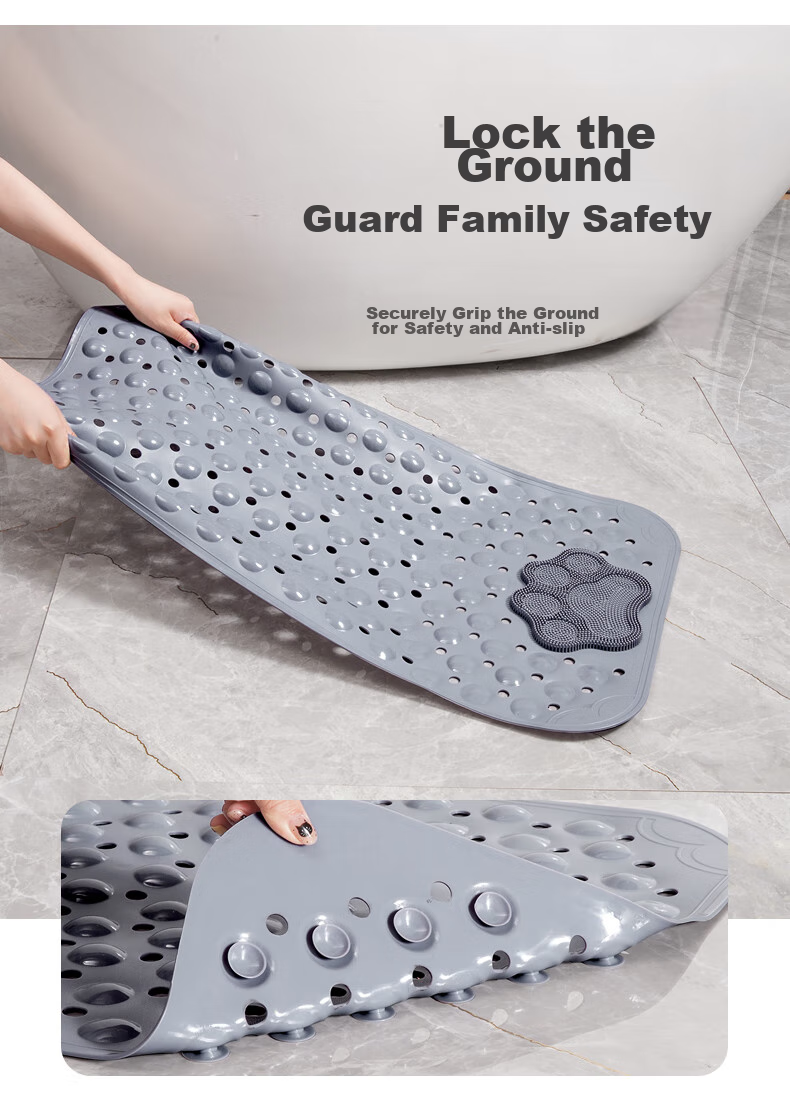 ZHUJUN TPE Bathroom Shower Non-Slip Mat, Multifunctional Massage Foot Pad, Bathroom Shower Anti-Fall Mat, Gray, 41*73 4