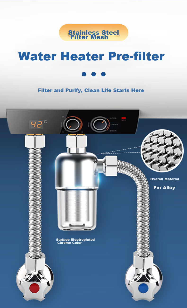 Lelandi Universal Water Heater Filter, No-Change Cartridge Washing Machine Pre-Filter, Tap Water Filter, Shower Head Faucet Chrome-Plated Filter L8100 1