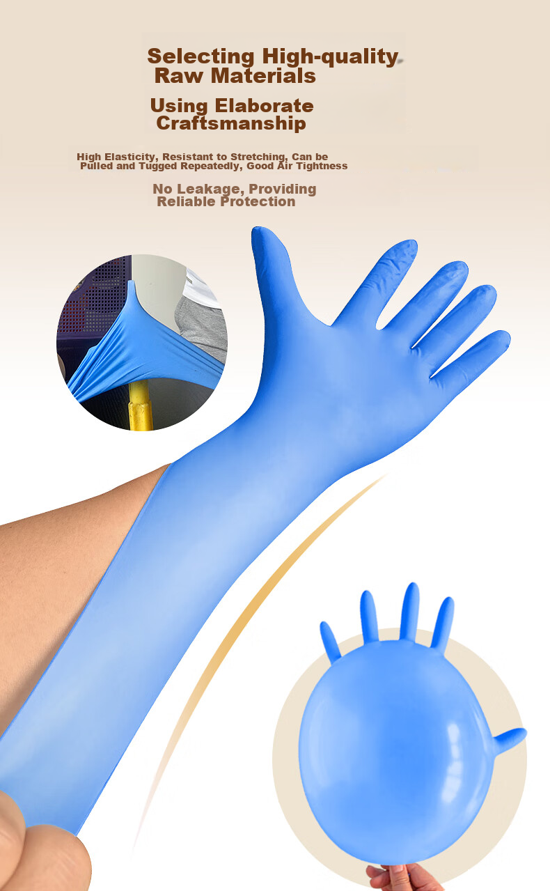 SI&MOOS Disposable Nitrile Gloves, Thickened Type, Waterproof And Stain-Resistant, 100 Pieces, Blue NM909BL, Small Size S 5