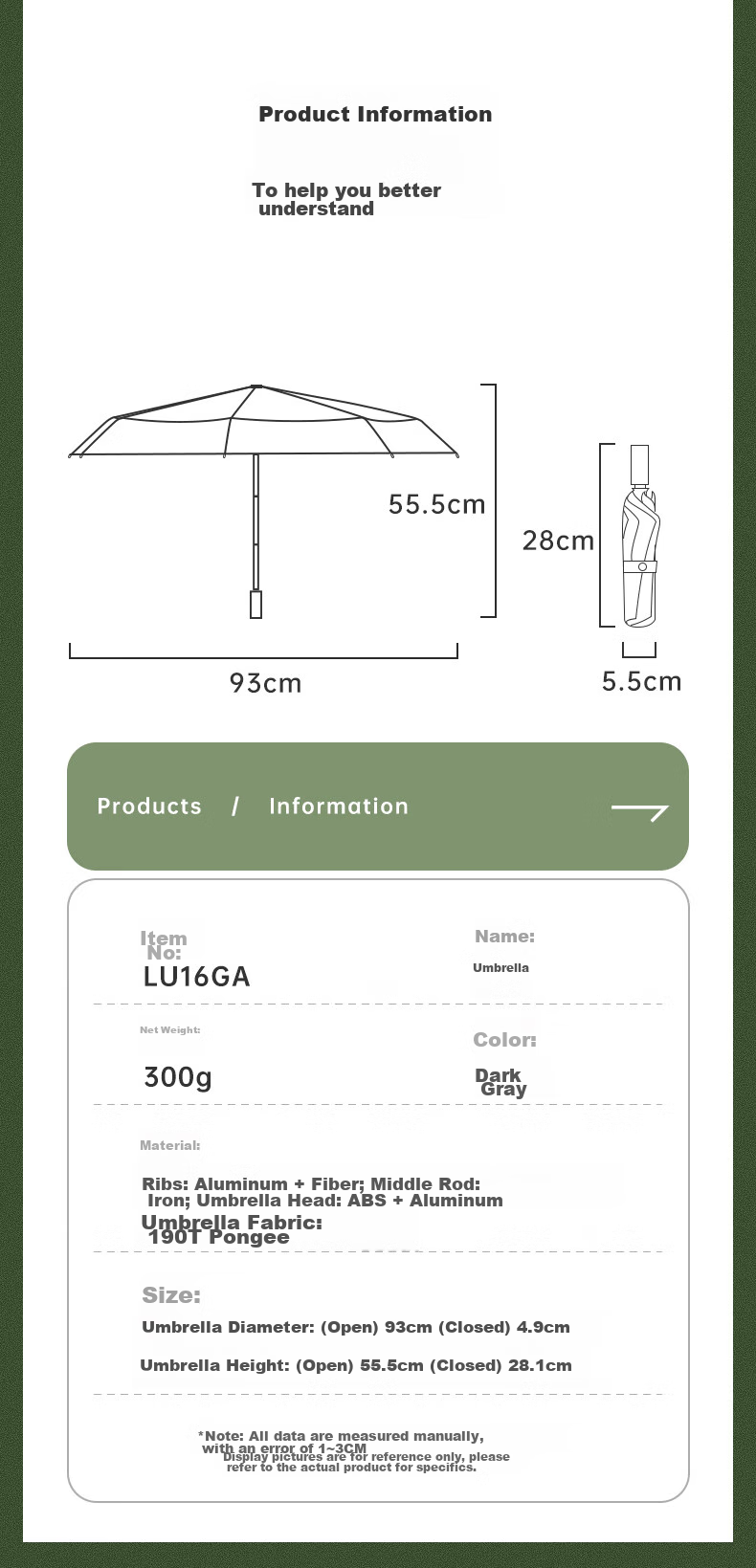 LEXON Automatic Umbrella for Men And Women, Foldable Sun And Rain Umbrella, Customizable Parasol 10