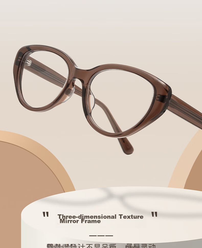 Cuntiandaofu Blue Light Blocking Glasses, Myopia Glasses, Cat Eye Glasses for Bare Face, Orange Frame, Left And Right Eyes 200 Degrees 3