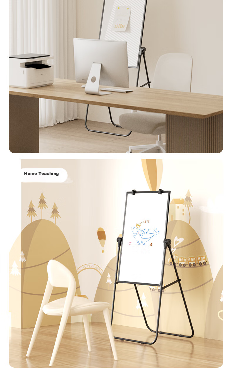 Deli U-Shaped Double-Sided Adjustable Whiteboard Writing Board, Small Blackboard for Home Use, Children's Teaching And Training, Memo Pad, Flip-Fold Whiteboard Paper, Erasable Magnetic Blackboard with Stand, 90*60cm 12
