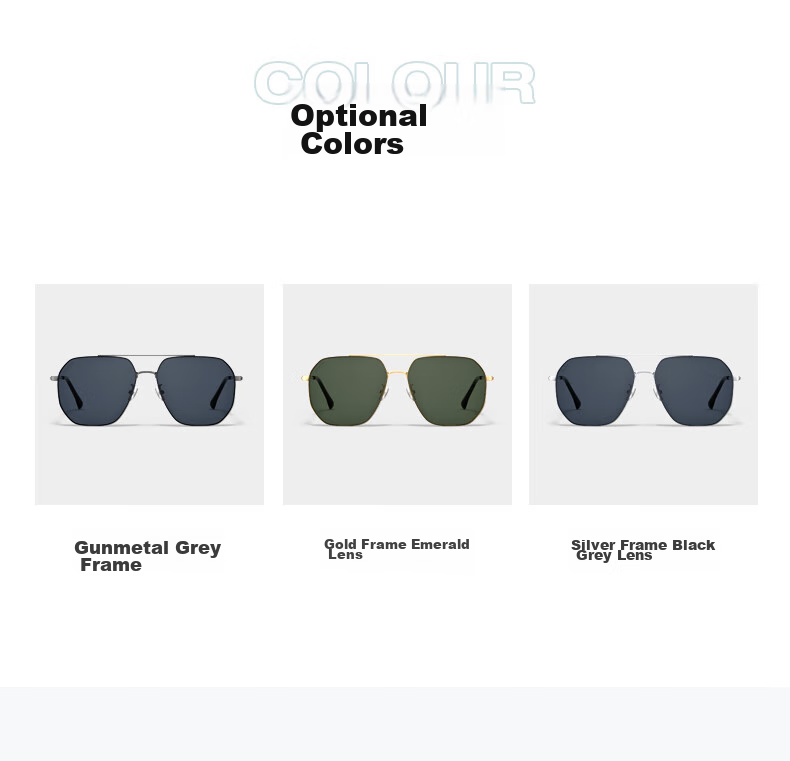 PARZIN Fan Chengcheng Style Double-Beam Alloy Aviator Sunglasses for Men, Polarized Sunglasses, Commuter Driving UV Protection Eyewear 9