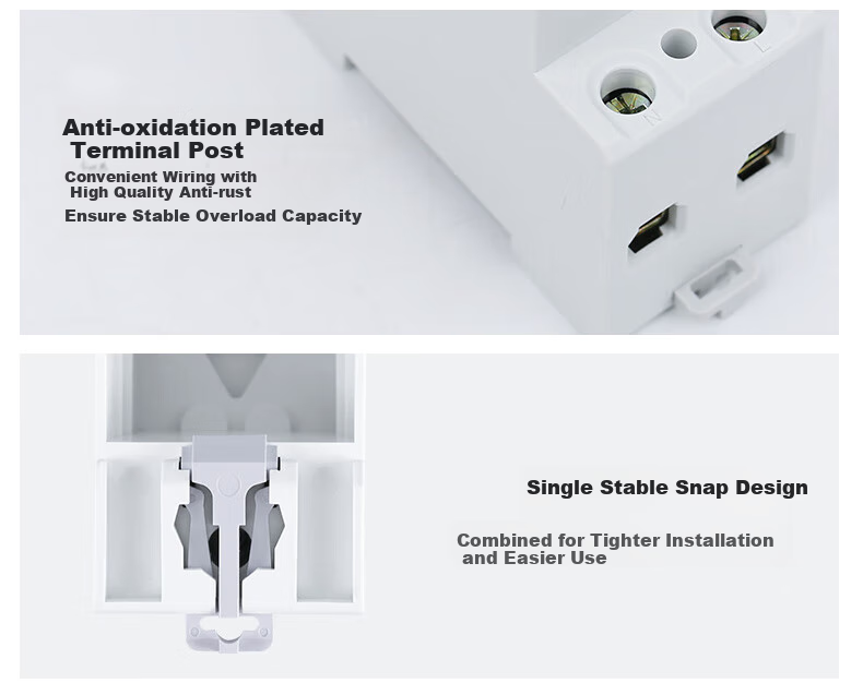 DELIXI ELECTRIC DIN Rail Socket DZ47X Modular Five-Hole Socket Single-Phase Two-Pole 10A + Single-Phase Two-Pole with Ground 10A 2