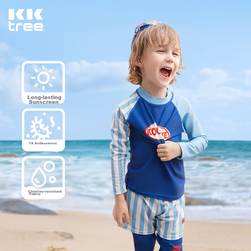 Kocotree Children's Swimsuit Set, Girls' Two-Piece Swimwear, Class A Boys' And Girls' Swimming Long-Sleeve Sun Protection Swimwear for Older Childre