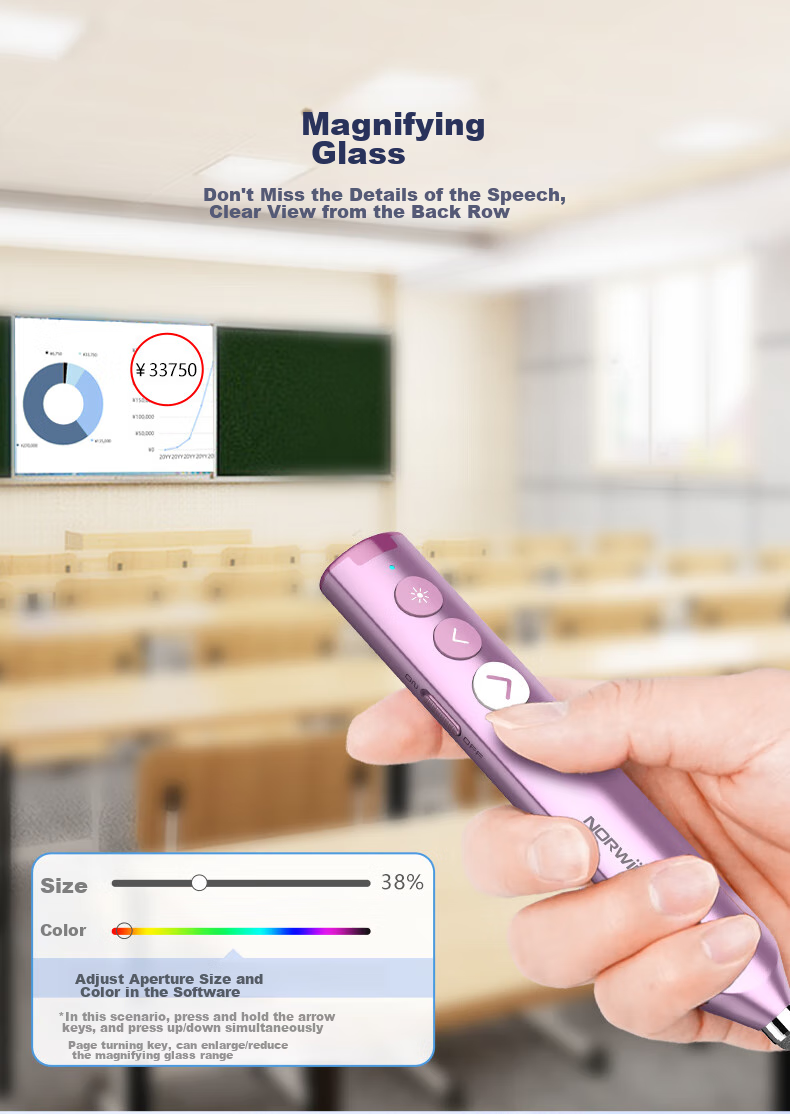 NORWII N10s Pro Laser Page-Turning Pen, Purple, Touchscreen Writing, Teacher's PPT Bluetooth Page-Turning Pen Remote Control, Seewo LED Screen All-In Machine with 64GB Storage 6