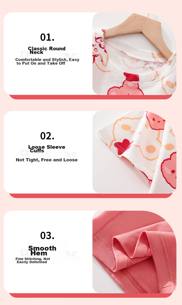 LangSha Children's Pajamas, Girls' Summer Thin Pure Cotton Sleepwear for Older Children And Teenage Girls, Short-Sleeve Home Wear Set, Pink, Size 130 15
