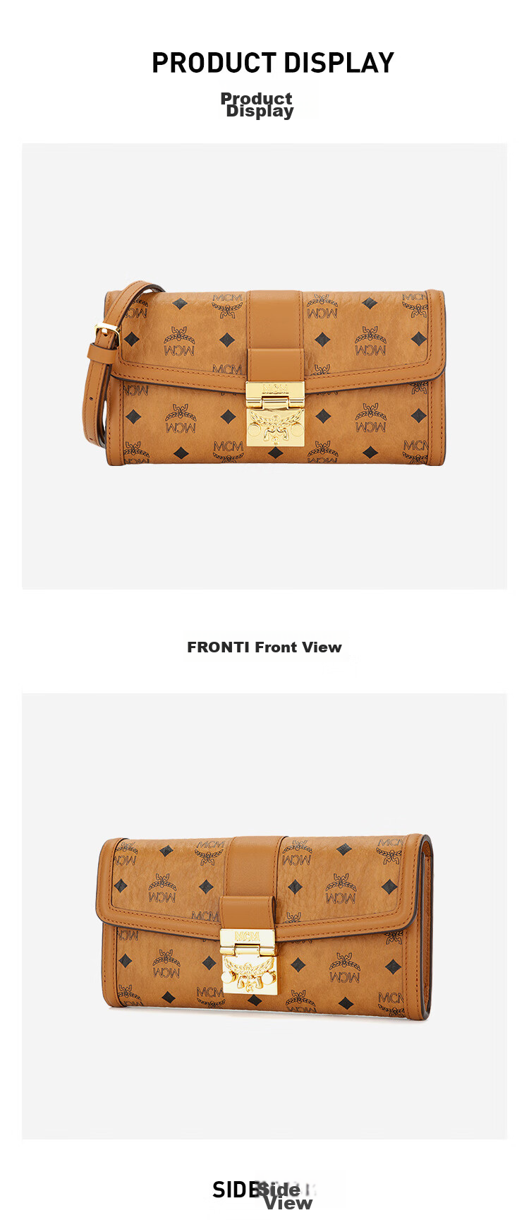MCM [Brand Original Box] TRACY Large Leather Chain Crossbody Women's Bag, Cognac Color, Gift 4