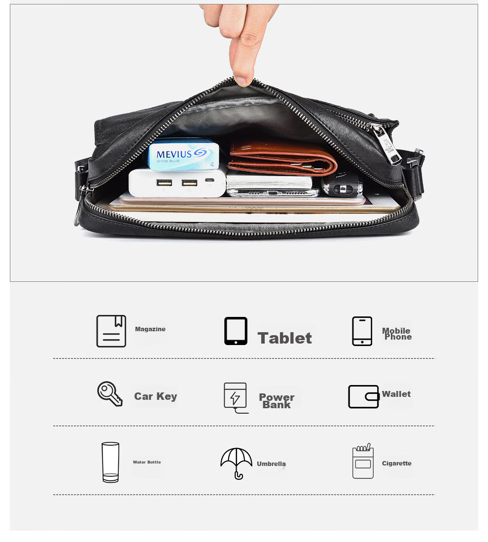 Hush Puppies Shoulder Bag for Men, Genuine Leather Crossbody Bag, Trendy Fashionable Large Capacity Messenger Bag, Business Casual Handbag 5