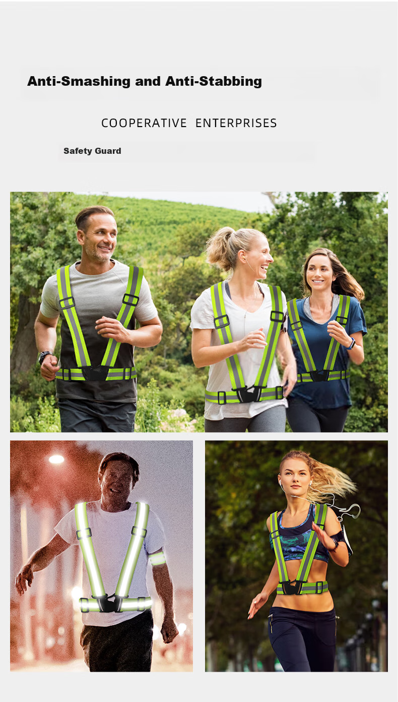 DANGJIAN Reflective Vest, Reflective Safety Belt, Running Sports Safety Warning Elastic Band, Sanitation Worker Vest, Work Uniform, Orange And Yellow Patchwork 4
