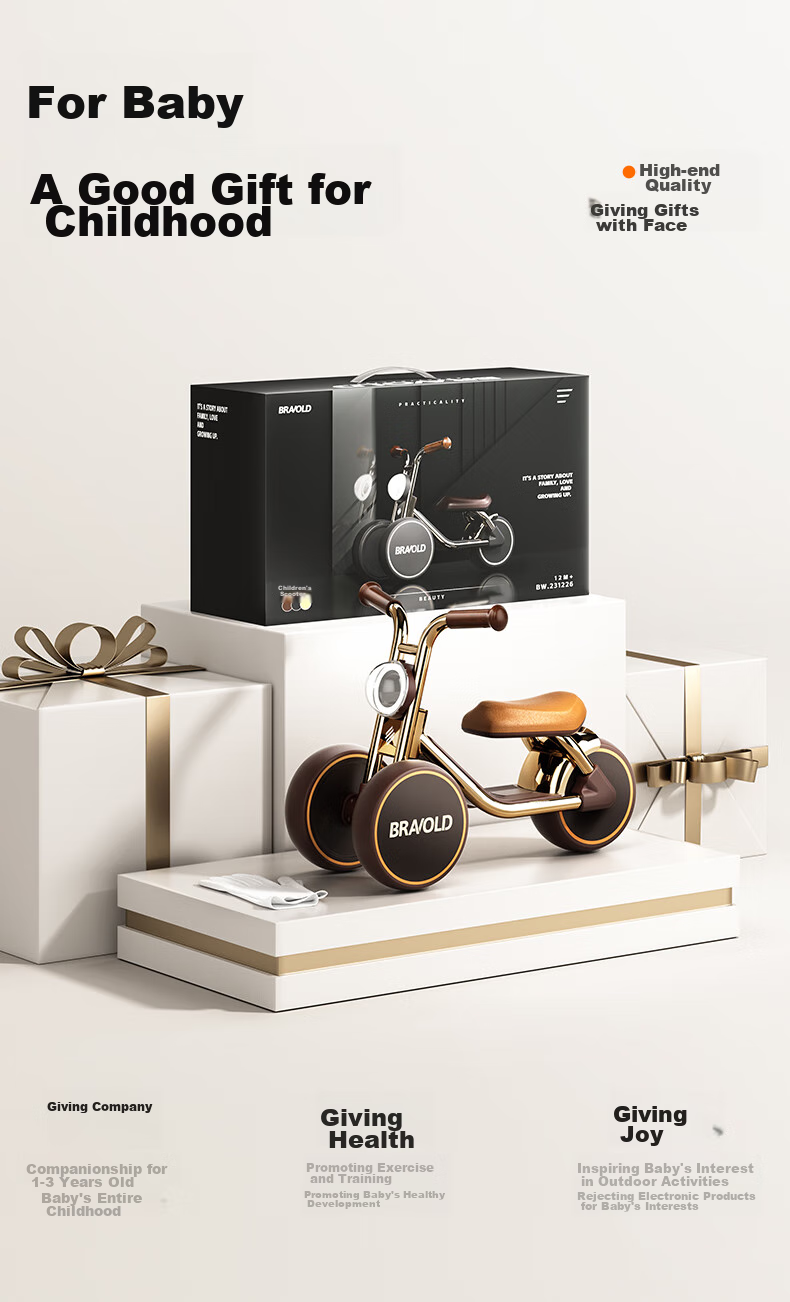 BRAVOLD Children's Balance Bike, Toy Gift Box for Boys And Girls Aged 1-3 Years Old, Birthday And First-Year Gift, Tricycle for Learning to Walk 1