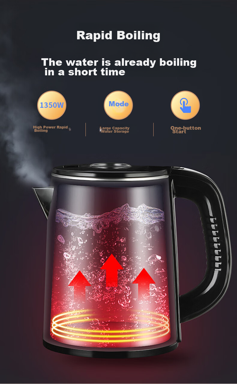 Jingwanhui Tea Bar Machine Accessory, Kettle, 304 Stainless Steel Electric Kettle, Specialized for Tea Stove Pot, Short Spout Kettle, 0.8 Liter, Matte Black W816 5
