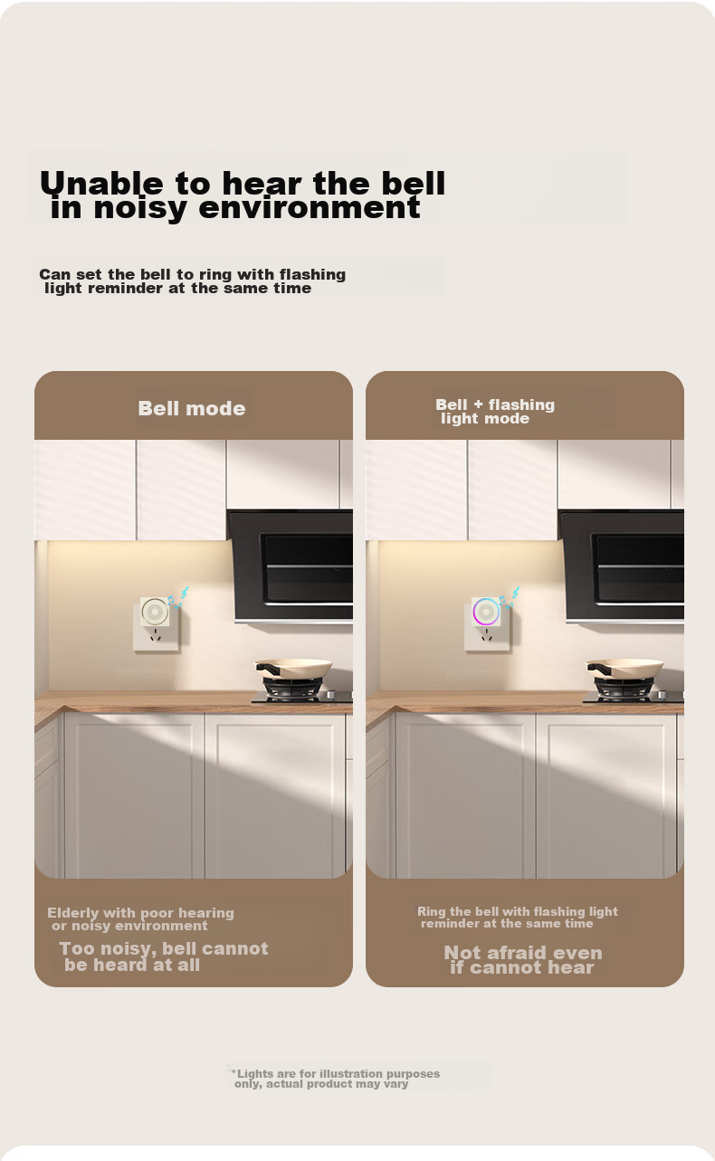 Advent Wireless Doorbell, Colorful Light-Up Self-Powered Home One-Key Silent Call Button, Cream Style 8