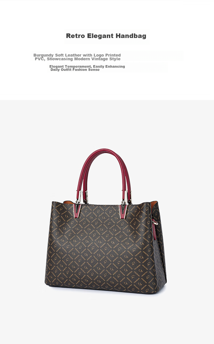 Goldlion Women's Handbag, PVC Printed Tote Bag with Handle, Birthday Gift 4