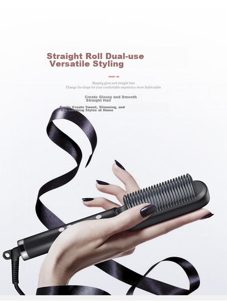 Jindao Hair Straightening Brush with Inner Curling Iron for High Crown Volume, Straightening Iron to Improve Frizz, 30s Quick Heating Constant Temperature Hair Protection KD380 Black Portable National Day Gift Birthday Present 11
