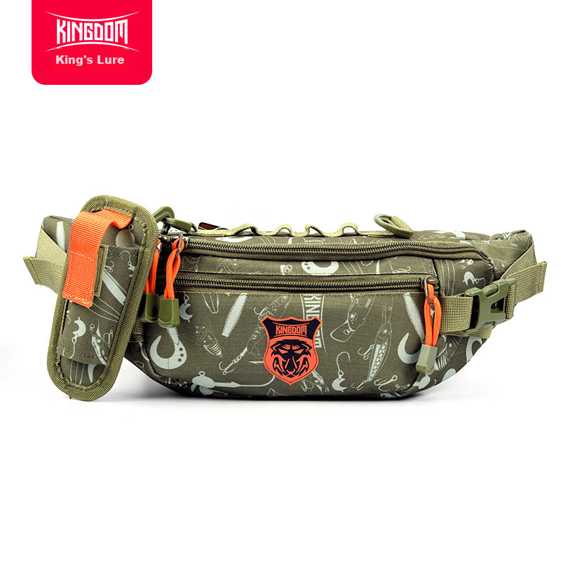 Guowangluya Lure Bag Multifunctional Small Waist Pack Crossbody Shoulder Bag Fishing Tackle Bag Durable Water-Resistant Khaki Color